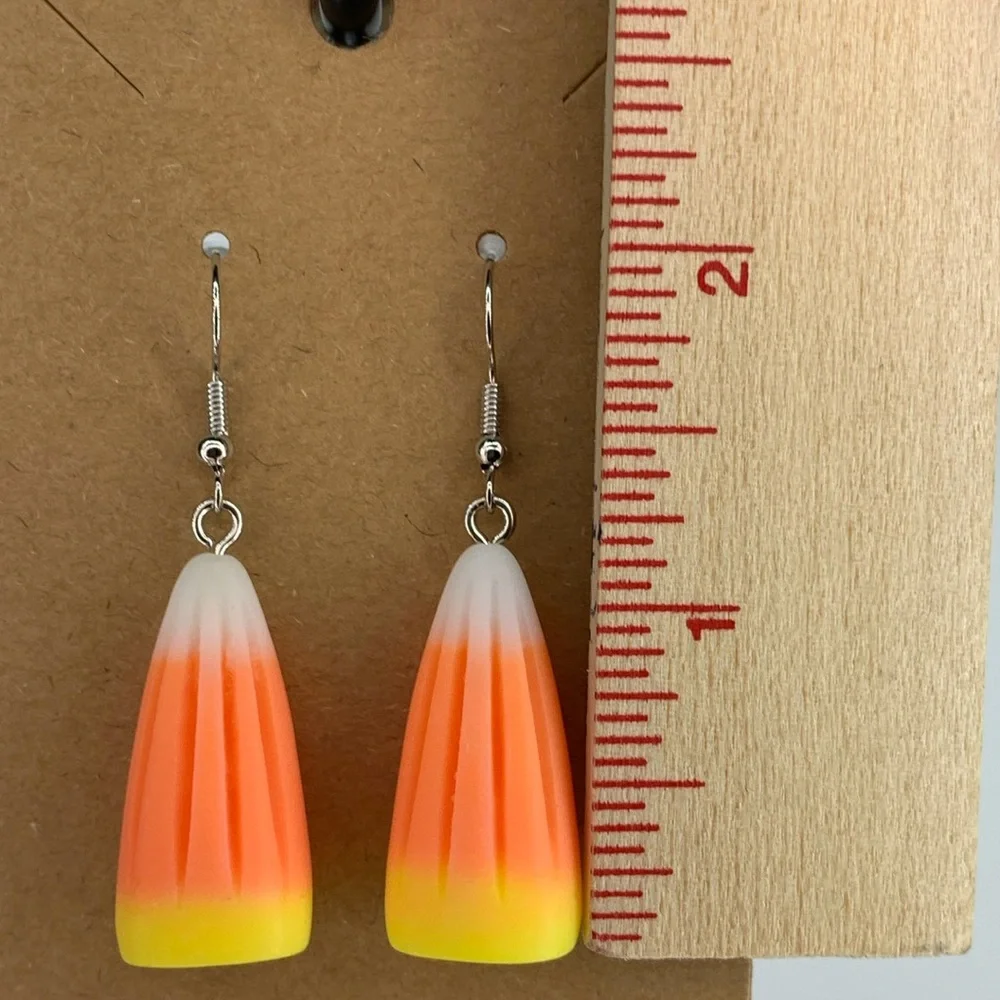 Halloween Candy Corn Resin Charm Earrings Fashion Jewelry